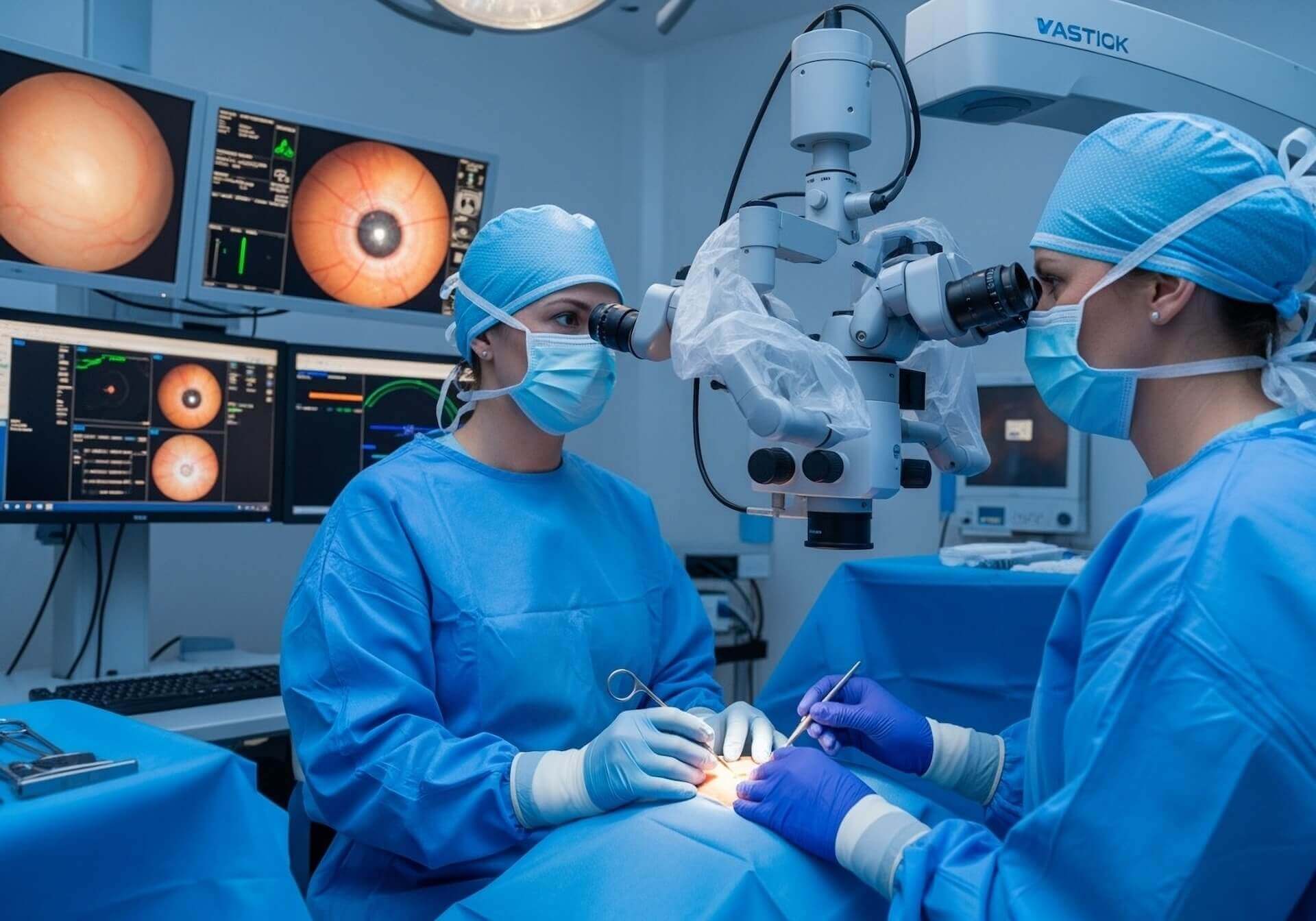 Refraktive Chirurgen bei einer Augenlaser Operation